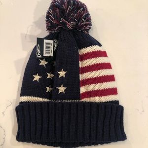 American Flag Pom Knit Beanie - Navy